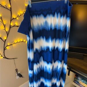 a.n.a Blue and White Maxi Skirt